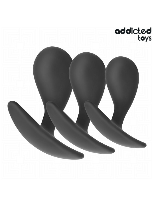 SET 3 PLUGS ANALES SILICONA PROGRESIVOS ADDICTED TOYS DE LA MARCA ADDICTED TOYS