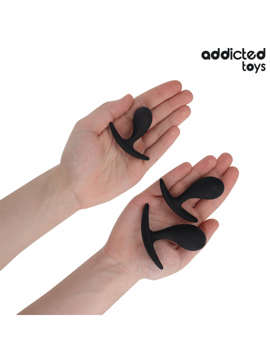 SET 3 PLUGS ANALES SILICONA PROGRESIVOS ADDICTED TOYS DE LA MARCA ADDICTED TOYS