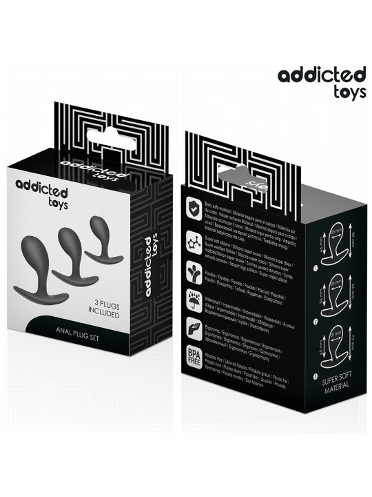 SET 3 PLUGS ANALES SILICONA PROGRESIVOS ADDICTED TOYS DE LA MARCA ADDICTED TOYS