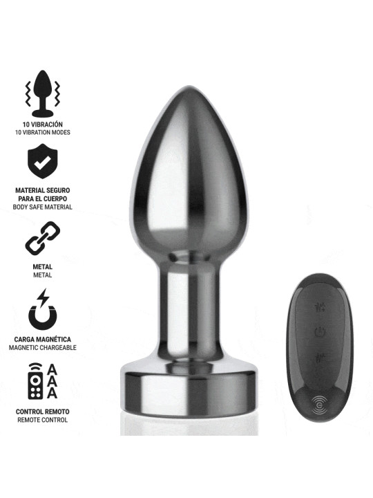 PLUG ANAL METAL VIBRADOR CONTROL REMOTO ALUMINIO DE LA MARCA INTENSE ANAL TOYS