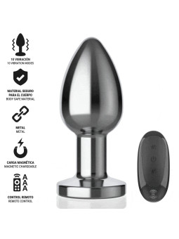 PLUG ANAL VIBRADOR ALUMINIO 10 MODOS CONTROL REMOTO DE LA MARCA INTENSE ANAL TOYS