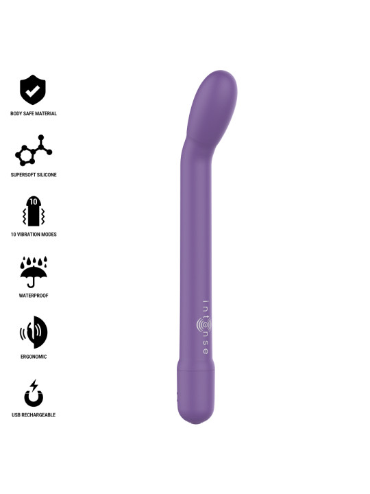 VIBRADOR PUNTO G RECARGABLE 10 MODOS MORADO INTENSO DE LA MARCA INTENSE FUN