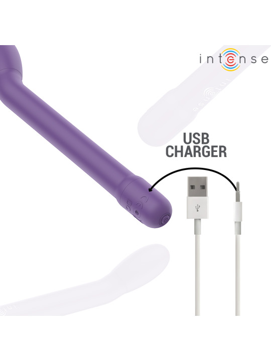 VIBRADOR PUNTO G RECARGABLE 10 MODOS MORADO INTENSO DE LA MARCA INTENSE FUN