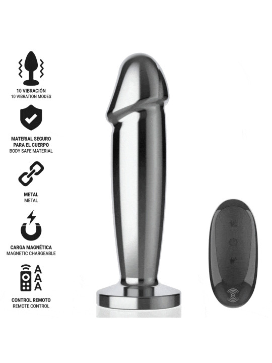 PLUG ANAL VIBRADOR METAL 10 MODOS CONTROL REMOTO WATERPROOF DE LA MARCA INTENSE ANAL TOYS