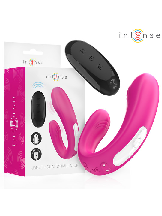 INTENSE - JANET ESTIMULADOR Y VIBRADOR DUAL EN FORMA DE U CON CONTROL REMOTO ROSA DE LA MARCA INTENSE COUPLES TOYS