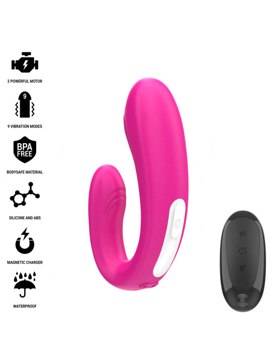 INTENSE - JANET ESTIMULADOR Y VIBRADOR DUAL EN FORMA DE U CON CONTROL REMOTO ROSA DE LA MARCA INTENSE COUPLES TOYS