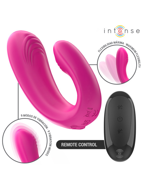 INTENSE - JANET ESTIMULADOR Y VIBRADOR DUAL EN FORMA DE U CON CONTROL REMOTO ROSA DE LA MARCA INTENSE COUPLES TOYS