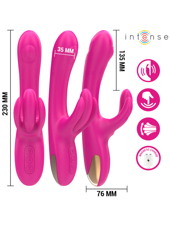 VIBRADOR RABBIT PLACER DUAL 3 MOTORES SILICONA ROSA INTENSE DE LA MARCA INTENSE FUN