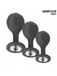 SET 3 PLUGS ANALES SILICONA CON JOYA DECORATIVA DE LA MARCA ADDICTED TOYS