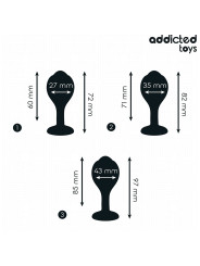 SET 3 PLUGS ANALES SILICONA CON JOYA DECORATIVA DE LA MARCA ADDICTED TOYS