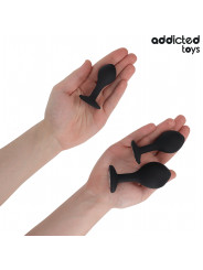 SET 3 PLUGS ANALES SILICONA CON JOYA DECORATIVA DE LA MARCA ADDICTED TOYS