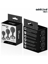 SET 3 PLUGS ANALES SILICONA CON JOYA DECORATIVA DE LA MARCA ADDICTED TOYS