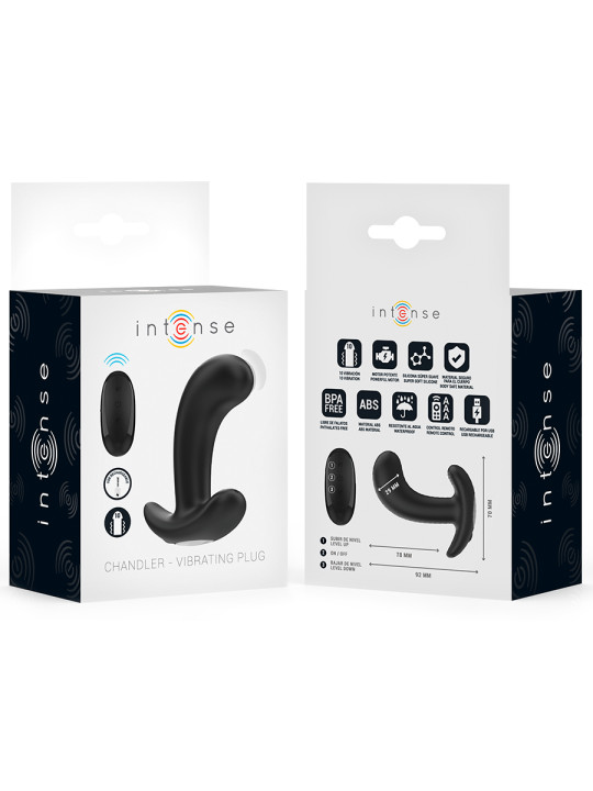 PLUG ANAL CHANDLER VIBRADOR 10 MODOS CONTROL REMOTO NEGRO DE LA MARCA INTENSE ANAL TOYS