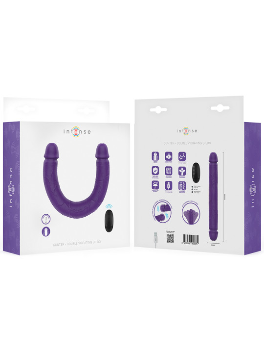 VIBRADOR DOBLE PENETRACIÓN 40CM CONTROL REMOTO 7 MODOS DE LA MARCA INTENSE FUN