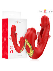 VIBRADOR DOBLE ESTIMULACIÓN SUCCIÓN CLITORIS SILICONA DE LA MARCA INTENSE FUN
