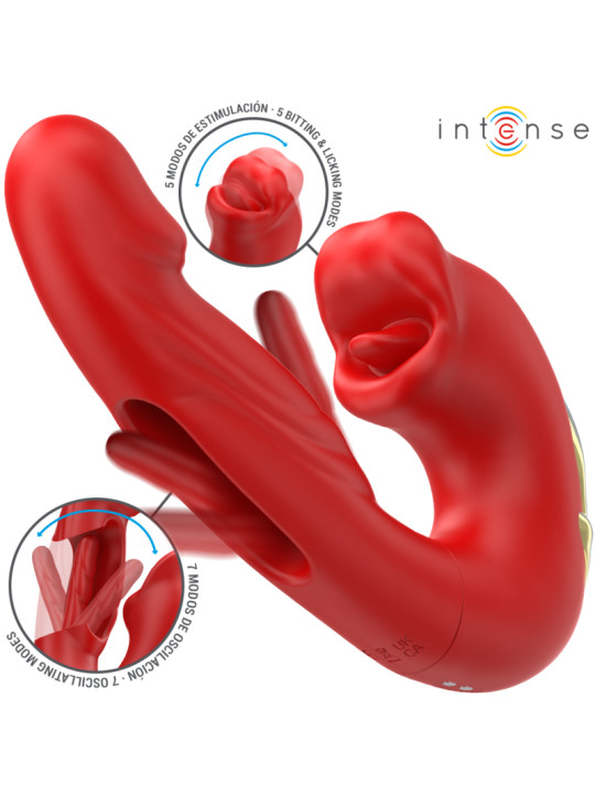 VIBRADOR DOBLE ESTIMULACIÓN SUCCIÓN CLITORIS SILICONA DE LA MARCA INTENSE FUN
