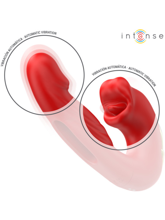 VIBRADOR DOBLE ESTIMULACIÓN SUCCIÓN CLITORIS SILICONA DE LA MARCA INTENSE FUN