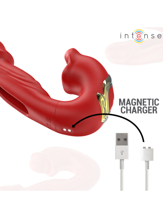 VIBRADOR DOBLE ESTIMULACIÓN SUCCIÓN CLITORIS SILICONA DE LA MARCA INTENSE FUN