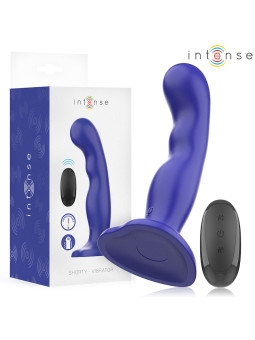 VIBRADOR AZUL CON VENTOSA Y CONTROL REMOTO 10 MODOS DE LA MARCA INTENSE FUN