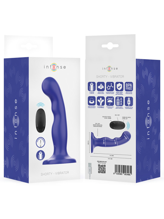 VIBRADOR AZUL CON VENTOSA Y CONTROL REMOTO 10 MODOS DE LA MARCA INTENSE FUN