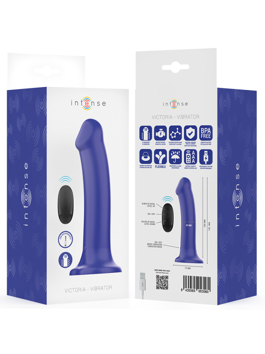 VIBRADOR VICTORIA VENTOSA 10 MODOS CONTROL REMOTO AZUL DE LA MARCA INTENSE FUN