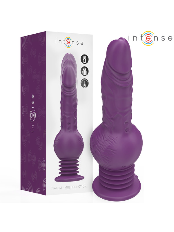 VIBRADOR TATUM DUAL PLACER MOVIMIENTO REALISTA MORADO DE LA MARCA INTENSE FUN