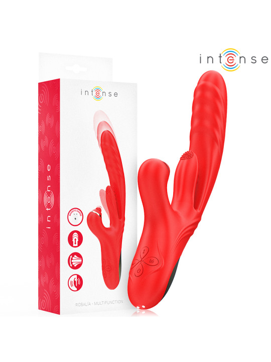 VIBRADOR TRIPLE ESTIMULACIÓN ROSALIA ROJO 20 MODOS DE LA MARCA INTENSE FUN