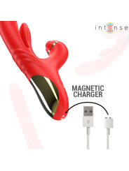 VIBRADOR TRIPLE ESTIMULACIÓN ROSALIA ROJO 20 MODOS DE LA MARCA INTENSE FUN
