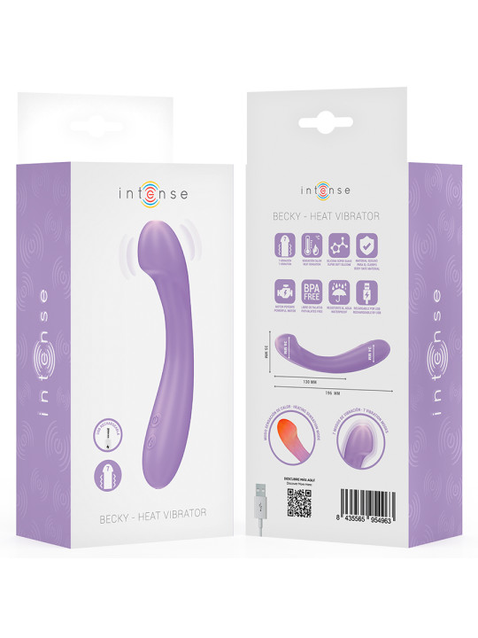 VIBRADOR CALENTABLE BECKY 19CM 7 MODOS SILICONA SUAVE MORADO DE LA MARCA INTENSE FUN