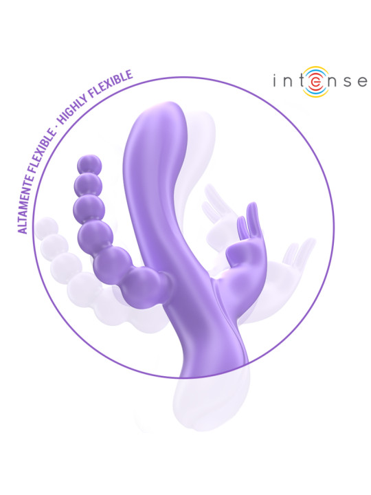 VIBRADOR TRIPLE RABBIT ESTIMULADOR ANAL 7 MODOS SILICONA DE LA MARCA INTENSE FUN