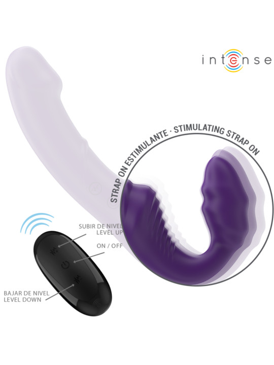 VIBRADOR DOBLE CONTROL REMOTO SILICONA SUAVE VIOLETA 20CM DE LA MARCA INTENSE FUN