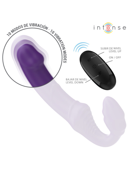 VIBRADOR DOBLE CONTROL REMOTO SILICONA SUAVE VIOLETA 20CM DE LA MARCA INTENSE FUN