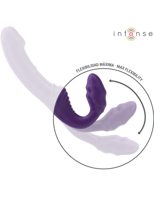 VIBRADOR DOBLE CONTROL REMOTO SILICONA SUAVE VIOLETA 20CM DE LA MARCA INTENSE FUN