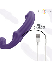 VIBRADOR DOBLE CONTROL REMOTO SILICONA SUAVE VIOLETA 20CM DE LA MARCA INTENSE FUN