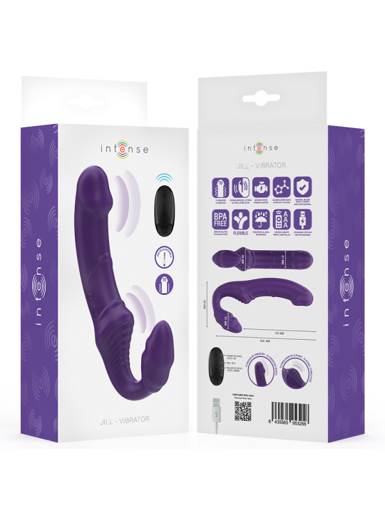 VIBRADOR DOBLE CONTROL REMOTO SILICONA SUAVE VIOLETA 20CM DE LA MARCA INTENSE FUN