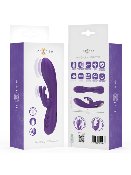 VIBRADOR RABBIT RANDALL 10 MODOS SILICONA AGUA MORADO DE LA MARCA INTENSE FUN