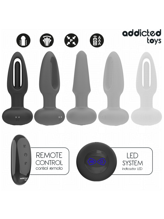 PLUG ANAL VIBRADOR CON LENGUA Y CONTROL REMOTO DE LA MARCA ADDICTED TOYS