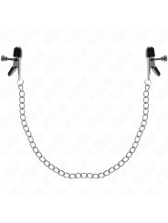 PINZAS PLANAS PEZONES NEGRO CADENA PLATEADA KINK 34CM DE LA MARCA KINK NIPPLE GRIP