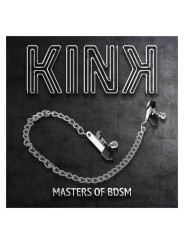 PINZAS PLANAS PEZONES NEGRO CADENA PLATEADA KINK 34CM DE LA MARCA KINK NIPPLE GRIP