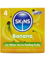 PRESERVATIVOS SABOR PLÁTANO SKINS PREMIUM PACK 4 UNIDADES DE LA MARCA SKINS