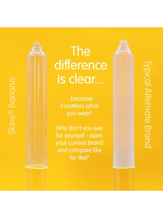 PRESERVATIVOS SABOR PLÁTANO SKINS PREMIUM PACK 4 UNIDADES DE LA MARCA SKINS