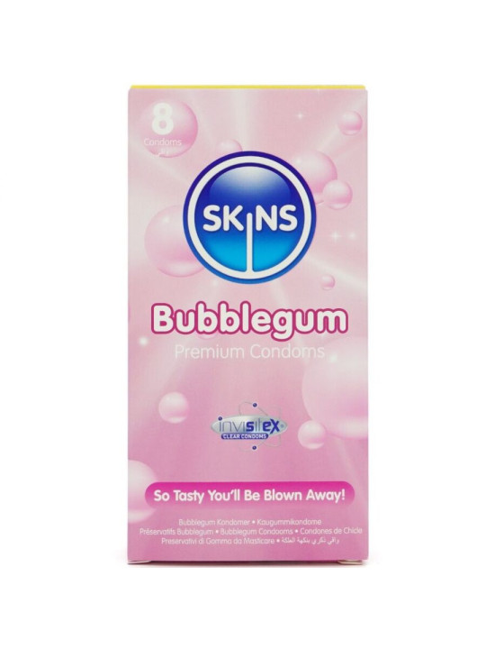 PRESERVATIVOS SKINS SABOR CHICLE PACK 8 UNIDADES DE LA MARCA SKINS