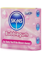 SKINS PRESERVATIVOS SABOR CHICLE FRUTAL PACK 4 UNIDADES DE LA MARCA SKINS