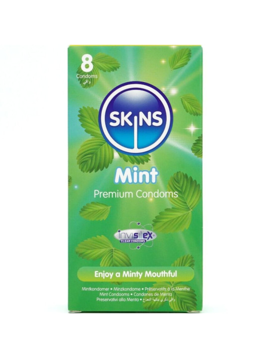 SKINS PRESERVATIVOS SABOR MENTA PACK 8 UNIDADES DE LA MARCA SKINS