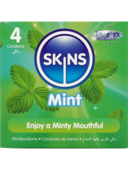 PRESERVATIVOS SKINS SABOR MENTA REFRESCANTE PACK 4 UNIDADES DE LA MARCA SKINS