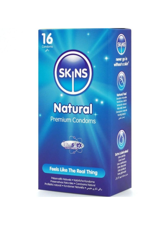 PRESERVATIVOS SKINS NATURAL LÁTEX PREMIUM PACK 16 UNIDADES DE LA MARCA SKINS