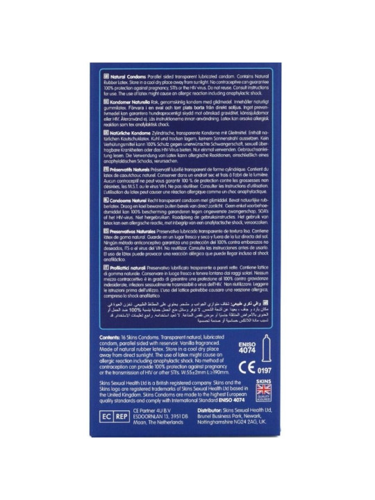 PRESERVATIVOS SKINS NATURAL LÁTEX PREMIUM PACK 16 UNIDADES DE LA MARCA SKINS