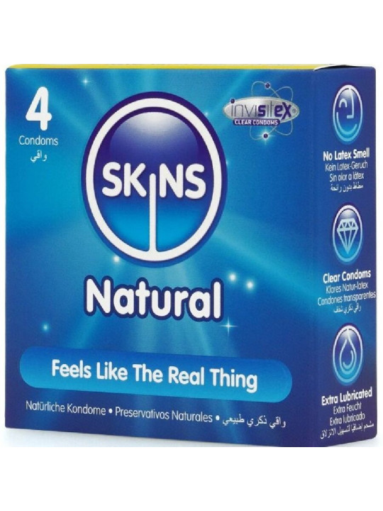 SKINS NATURAL PRESERVATIVOS ULTRA FINOS PACK 4 UNIDADES DE LA MARCA SKINS