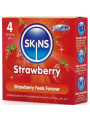 PRESERVATIVOS SKINS SABOR FRESA PACK 4 UNIDADES DE LA MARCA SKINS