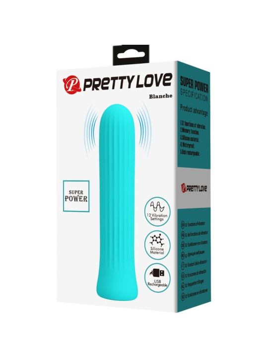 VIBRADOR RECARGABLE 12 VELOCIDADES SILICONA BLANCHÉ DE LA MARCA PRETTY LOVE C-TYPE